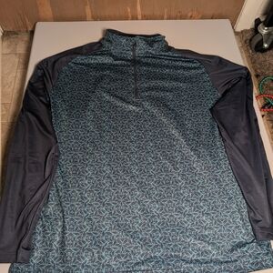 Blue and Gray Patterned Quarter-Zip Pullover